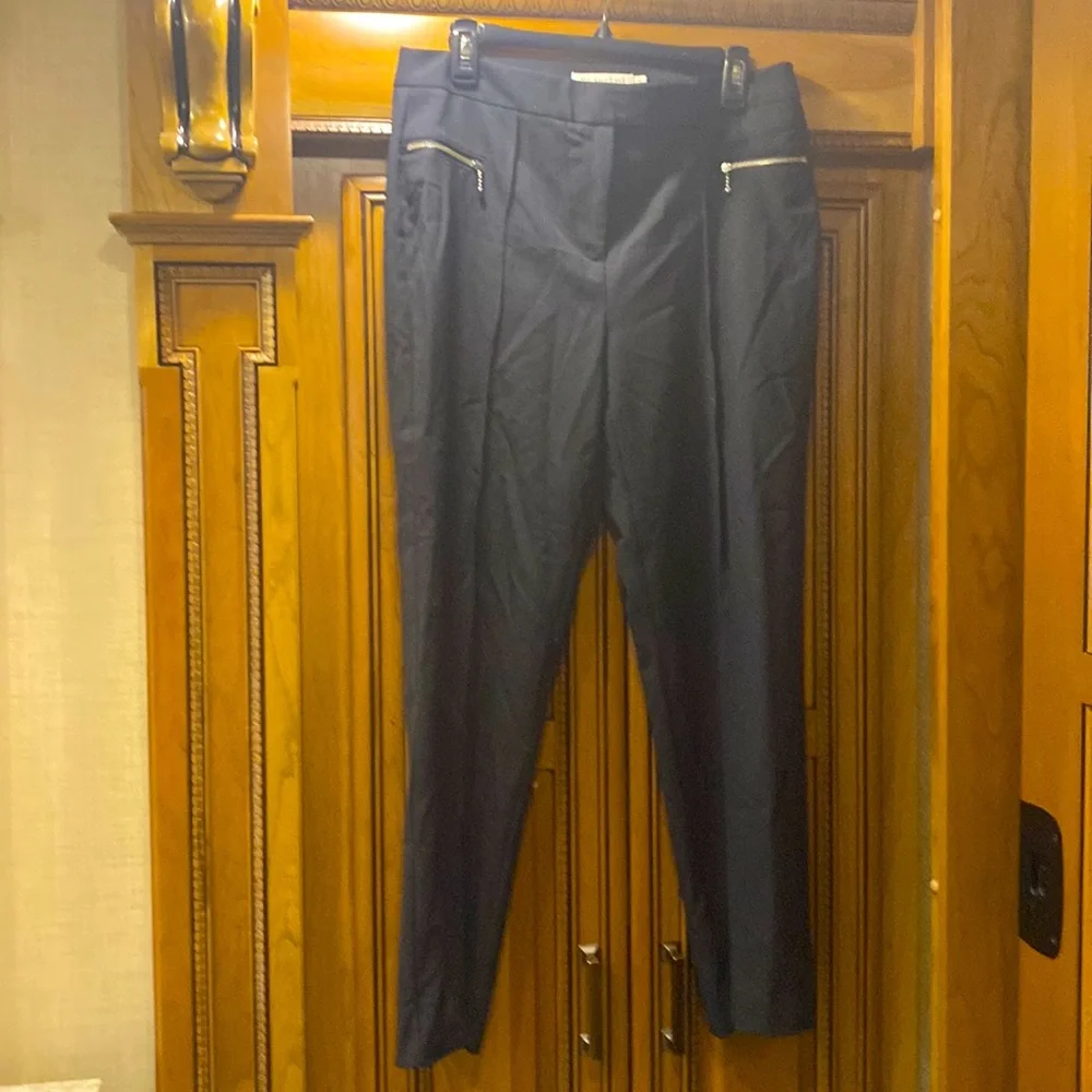 MELANIE LYNE Zip Detail Slim Leg Dress Pants Size 10 - Picture 1 of 6
